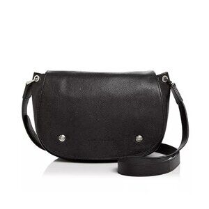 LONGCHAMP Le Foulonne Leather Saddle Bag, Black